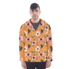 Flower Orange Pattern Floral Men s Hooded Windbreaker by Dutashop