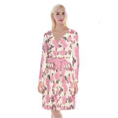 Floral Vintage Flowers Long Sleeve Velvet Front Wrap Dress by Dutashop