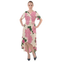 Floral Vintage Flowers Front Wrap High Low Dress by Dutashop