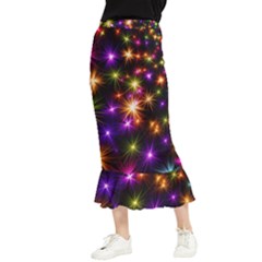 Star Colorful Christmas Abstract Maxi Fishtail Chiffon Skirt by Dutashop