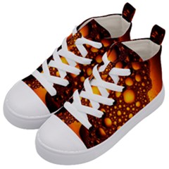 Bubbles Abstract Art Gold Golden Kids  Mid-top Canvas Sneakers by Dutashop