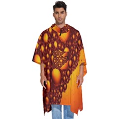 Bubbles Abstract Art Gold Golden Men s Hooded Rain Ponchos by Dutashop