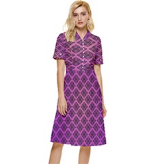 Pattern Texture Geometric Patterns Purple Button Top Knee Length Dress by Dutashop