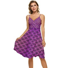 Pattern Texture Geometric Patterns Purple Sleeveless Tie Front Chiffon Dress by Dutashop