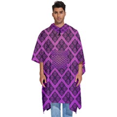 Pattern Texture Geometric Patterns Purple Men s Hooded Rain Ponchos by Dutashop