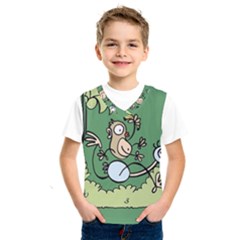 Ostrich Jungle Monkey Plants Kids  Basketball Tank Top by Bajindul