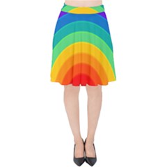 Rainbow Background Colorful Velvet High Waist Skirt by Bajindul