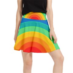 Rainbow Background Colorful Waistband Skirt by Bajindul