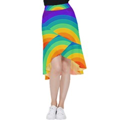 Rainbow Background Colorful Frill Hi Low Chiffon Skirt by Bajindul