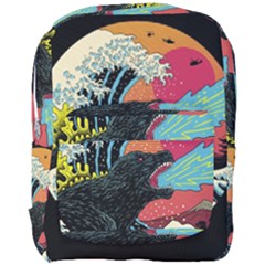 Retro Wave Kaiju Godzilla Japanese Pop Art Style Full Print Backpack by Modalart