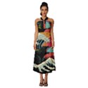 Retro Wave Kaiju Godzilla Japanese Pop Art Style Sleeveless Cross Front Cocktail Midi Chiffon Dress View1