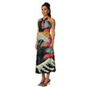 Retro Wave Kaiju Godzilla Japanese Pop Art Style Sleeveless Cross Front Cocktail Midi Chiffon Dress View2