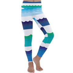 Water Border Water Waves Ocean Sea Kids  Lightweight Velour Classic Yoga Leggings by Amaryn4rt