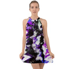 Abstract Canvas Acrylic Digital Design Halter Tie Back Chiffon Dress by Amaryn4rt