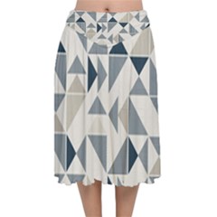 Geometric Triangle Modern Mosaic Velvet Flared Midi Skirt by Amaryn4rt