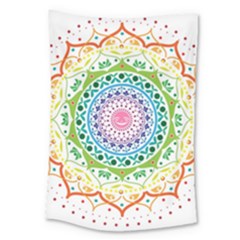 Mandala Pattern Rainbow Pride Large Tapestry by Ravend