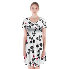 Pattern Flower Design Background Short Sleeve V-neck Flare Dress by Ravend