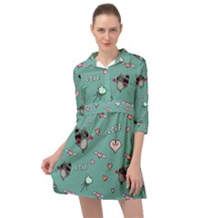 Raccoon Love Texture Seamless Mini Skater Shirt Dress by Ravend