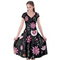 Flowers Pattern Cap Sleeve Wrap Front Dress View1