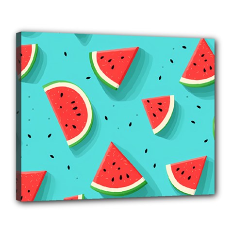 Watermelon Fruit Slice Canvas 20  X 16  (stretched) by Ravend