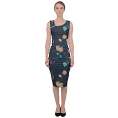 Flowers Leaves Pattern Seamless Sleeveless Pencil Dress by Ravend