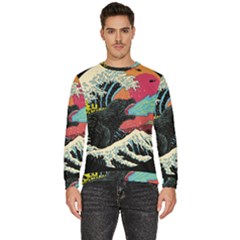 Retro Wave Kaiju Godzilla Japanese Pop Art Style Men s Fleece Sweatshirt by Modalart