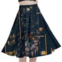 Photo Of Buildings During Nighttime A-Line Full Circle Midi Skirt With Pocket View1