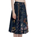 Photo Of Buildings During Nighttime A-Line Full Circle Midi Skirt With Pocket View3