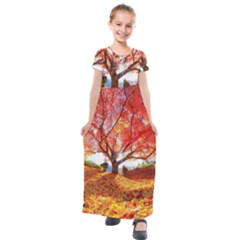 Beautiful Tree Flowers Kids  Short Sleeve Maxi Dress by 1212