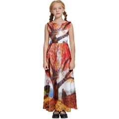 Beautiful Tree Flowers Kids  Satin Sleeveless Maxi Dress by 1212