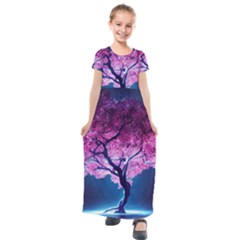 Beautiful Tree Flowers Kids  Short Sleeve Maxi Dress by 1212