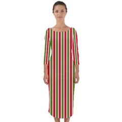 Pattern Background Red White Green Quarter Sleeve Midi Bodycon Dress by Amaryn4rt