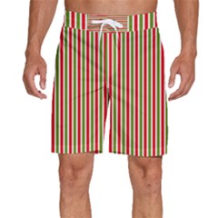 Pattern Background Red White Green Men s Beach Shorts by Amaryn4rt