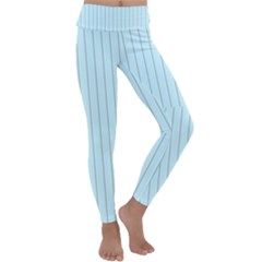 Stripes Striped Turquoise Kids  Lightweight Velour Classic Yoga Leggings by Amaryn4rt