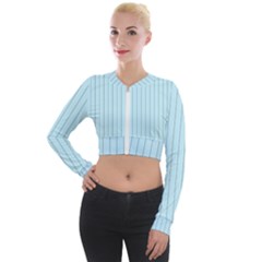 Stripes Striped Turquoise Long Sleeve Cropped Velvet Jacket by Amaryn4rt