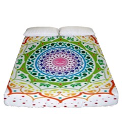 Mandala Pattern Rainbow Pride Fitted Sheet (california King Size) by Vaneshop