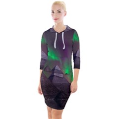 Fantasy Pyramid Mystic Space Aurora Quarter Sleeve Hood Bodycon Dress by Grandong