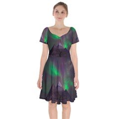 Fantasy Pyramid Mystic Space Aurora Short Sleeve Bardot Dress by Grandong