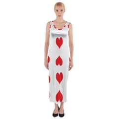 Heart Red Love Valentines Day Fitted Maxi Dress by Bajindul