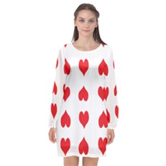 Heart Red Love Valentines Day Long Sleeve Chiffon Shift Dress  by Bajindul