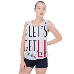 Let s Get Lit Christmas Jingle Bells Santa Claus Bubble Hem Chiffon Tank Top by Ndabl3x