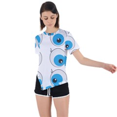 Eyes Comic Cartoon Fun Funny Toon Asymmetrical Short Sleeve Sports T-shirt by Ndabl3x