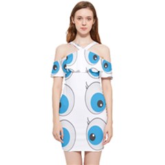 Eyes Comic Cartoon Fun Funny Toon Shoulder Frill Bodycon Summer Dress by Ndabl3x