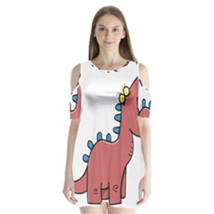 Dinosaur Dragon Drawing Cute Shoulder Cutout Velvet One Piece by Ndabl3x