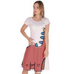 Dinosaur Dragon Drawing Cute Classic Short Sleeve Dress by Ndabl3x