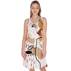 Abstract Bull Art Design Knee Length Skater Dress With Pockets by Ndabl3x