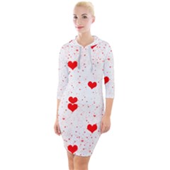 Hearts Romantic Love Valentines Quarter Sleeve Hood Bodycon Dress by Ndabl3x