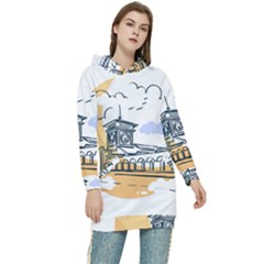 Poster Map Flag Lotus Boat Women s Long Oversized Pullover Hoodie by Grandong