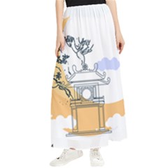 Poster Map Flag Lotus Boat Ha Noi Vietnam Maxi Chiffon Skirt by Grandong