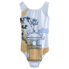 Poster Map Flag Lotus Boat Ha Noi Vietnam Kids  Cut-out Back One Piece Swimsuit by Grandong